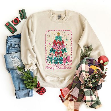 Merry Christmas Bow Tree - Women's Graphic Sweatshirt