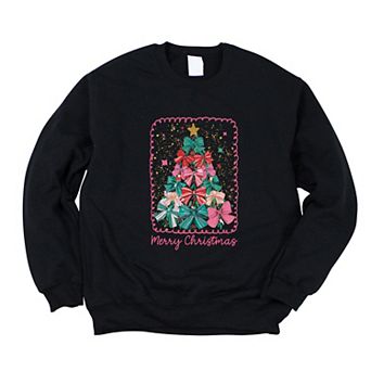 Merry Christmas Bow Tree - Women's Graphic Sweatshirt