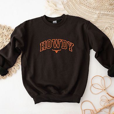 Embroidered Howdy Bull Varsity - Women's Graphic Sweatshirt
