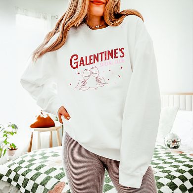 Galentine's Social Club Glitter - Women's Lightweight Garment Dyed Sweatshirt