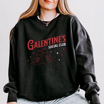 Galentine's Social Club Glitter - Women's Lightweight Garment Dyed Sweatshirt