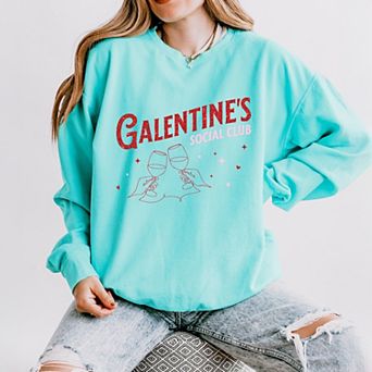 Galentine's Social Club Glitter - Women's Lightweight Garment Dyed Sweatshirt