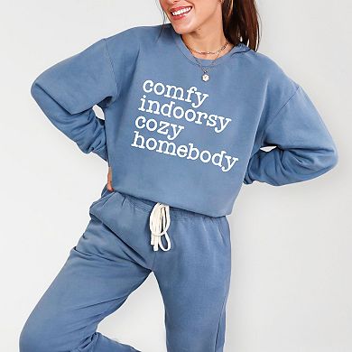 Comfy Indoorsy Cozy Homebody - Women's Lightweight Garment Dyed Sweatshirt