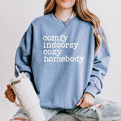 Comfy Indoorsy Cozy Homebody - Women's Lightweight Garment Dyed Sweatshirt