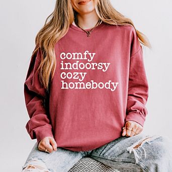 Comfy Indoorsy Cozy Homebody - Women's Lightweight Garment Dyed Sweatshirt