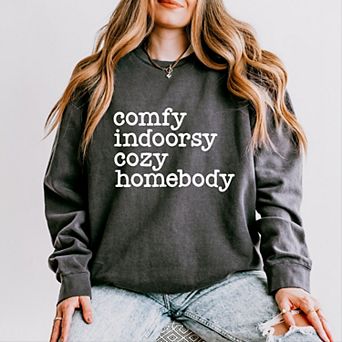 Comfy Indoorsy Cozy Homebody - Women's Lightweight Garment Dyed Sweatshirt