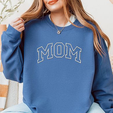 Embroidered Mom Varsity Outline - Women's Graphic Sweatshirt