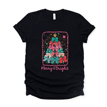Merry & Bright Bow Tree - Women's Short Sleeve Graphic T-Shirt