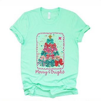 Merry & Bright Bow Tree - Women's Short Sleeve Graphic T-Shirt