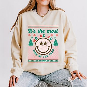 S.W.Smiley The Most Wonderful Time Smiley - Women's Lightweight Garment Dyed Sweatshirt