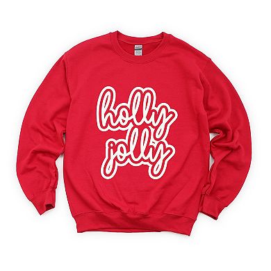 Holly Jolly Outline Puff - Women's Graphic Sweatshirt