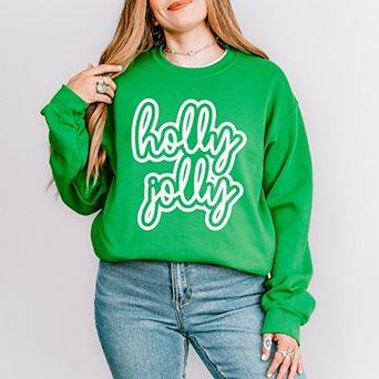Holly Jolly Outline Puff - Women's Graphic Sweatshirt