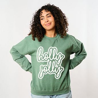 Holly Jolly Outline Puff - Women's Graphic Sweatshirt