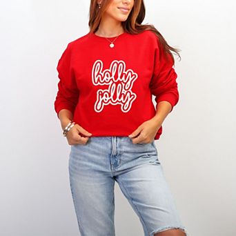 Holly Jolly Outline Puff - Women's Graphic Sweatshirt