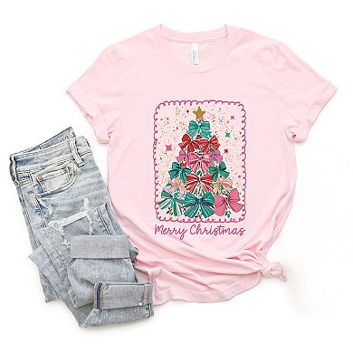 Merry Christmas Bow Tree - Women's Short Sleeve Graphic T-Shirt