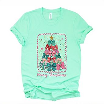 Merry Christmas Bow Tree - Women's Short Sleeve Graphic T-Shirt