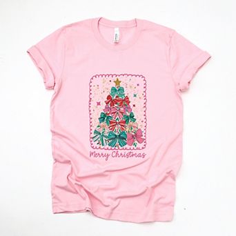 Merry Christmas Bow Tree - Women's Short Sleeve Graphic T-Shirt