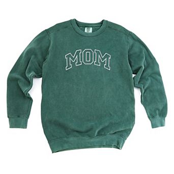 Embroidered Mom Varsity Outline - Women's Garment Dyed Graphic Sweatshirt