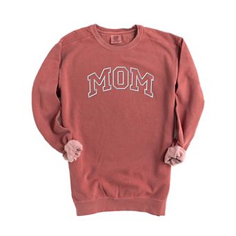 Embroidered Mom Varsity Outline - Women's Garment Dyed Graphic Sweatshirt