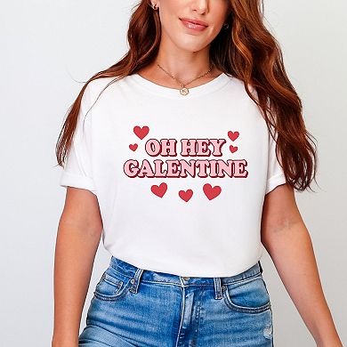 Oh Hey Galentine Hearts - Women's Garment Dyed Graphic T-Shirt