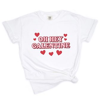 Oh Hey Galentine Hearts - Women's Garment Dyed Graphic T-Shirt