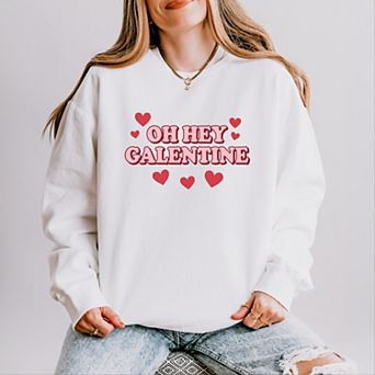 Oh Hey Galentine Hearts - Women's Lightweight Garment Dyed Sweatshirt