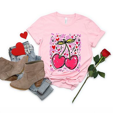 Cherry Hearts Grunge - Women's Short Sleeve Graphic T-Shirt