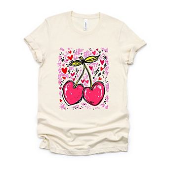 Cherry Hearts Grunge - Women's Short Sleeve Graphic T-Shirt
