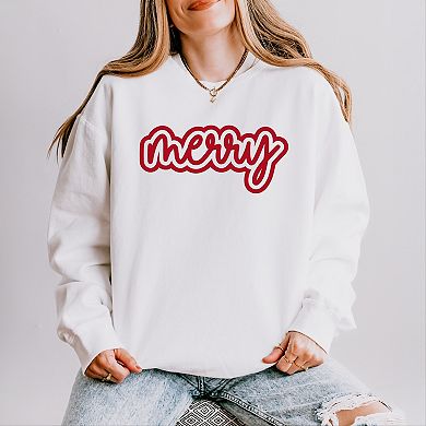 Merry Outline Puff - Women's Lightweight Garment Dyed Sweatshirt