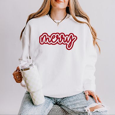 Merry Outline Puff - Women's Lightweight Garment Dyed Sweatshirt