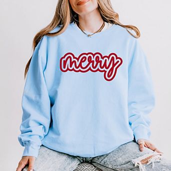 Merry Outline Puff - Women's Lightweight Garment Dyed Sweatshirt