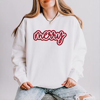 Merry Outline Puff - Women's Lightweight Garment Dyed Sweatshirt