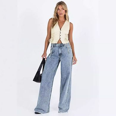 Baggy Wide Leg Jeans for Women High Waisted Trendy Flare Jeans Boyfriend Denim Pants with Pockets