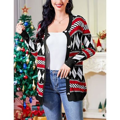 Christmas Sweaters Cardigans for Women Oversize Ugly Soft Fuzzy Knit Long Sleeve Pullover for Party
