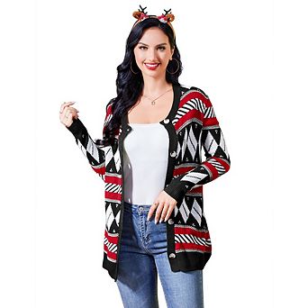 Christmas Sweaters Cardigans for Women Oversize Ugly Soft Fuzzy Knit Long Sleeve Pullover for Party