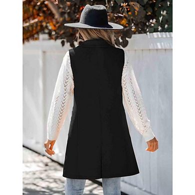 Long Vest for Women Sleeveless Blazer Fall Jackets Cardigan Outerwear