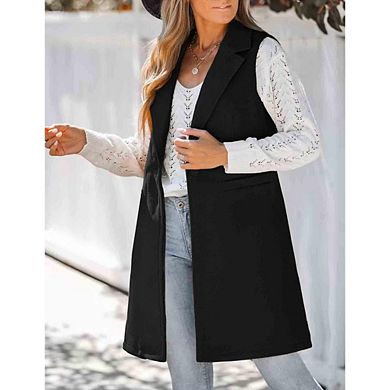 Long Vest for Women Sleeveless Blazer Fall Jackets Cardigan Outerwear