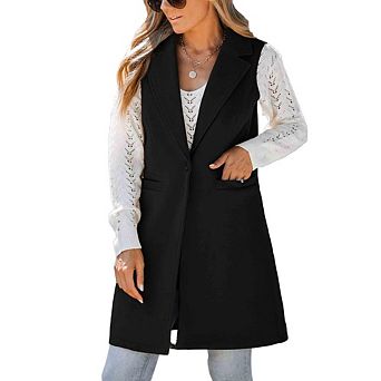 Long Vest for Women Sleeveless Blazer Fall Jackets Cardigan Outerwear