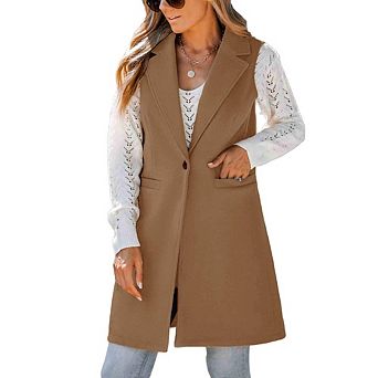 Long Vest for Women Sleeveless Blazer Fall Jackets Cardigan Outerwear