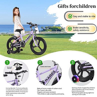 Whisen Kids Bike with Night Glow, Adjustable Seat, Water Bottle