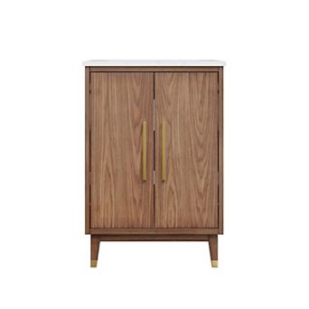 24'' W Freestanding Bathroom Vanity With Cultured Marble Sink,Hidden Storage Drawer ,Fully Assembled