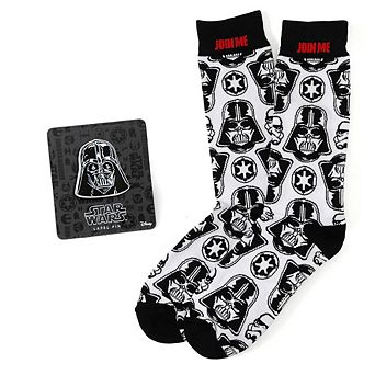Star Wars Darth Vader White Dress Socks and Lapel Pin Gift Set