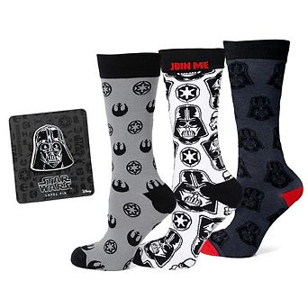 Star Wars Darth Vader Black, White, and Gray Dress Socks and Lapel Pin Gift Set