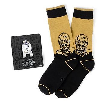 Star Wars C-3PO Dress Socks and R2-D2 Lapel Pin Gift Set