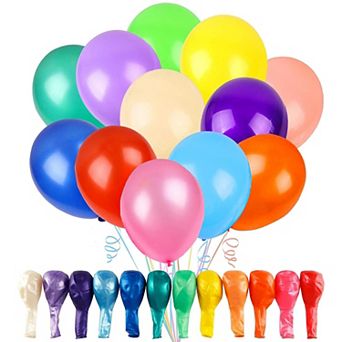 Assorted 12” Rainbow Latex Balloons 120 pc for Birthday, Wedding & Party Decorations