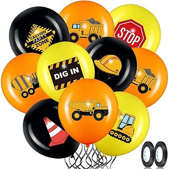 Construction Balloons, 12-Inch Yellow Balloons 45 pc for Birthday Party, Dump Truck Themed Decor