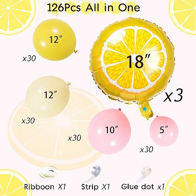 Yellow Balloons Arch Kit 126Pcs Lemon Balloon Garland for Bridal or Shower