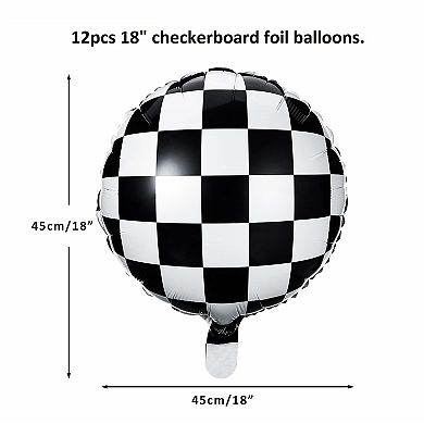 Checkerboard Foil Balloon, Black & White Checkered Racing-Themed Party Decorations