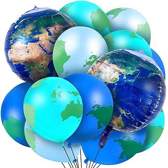Earth Balloon Set World Map & Planet Balloons 48 pc For Travel, Space, Earth Day Or Teaching