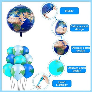 Earth Balloon Set World Map & Planet Balloons 48pcs For Travel, Space, Earth Day Or Teaching